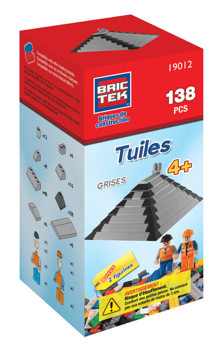 Ensemble de tuiles de toiture pour blocs «Brictek» - grises