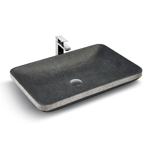 Vasque rectangulaire en pierre de granite charbon, 24" de largeur
