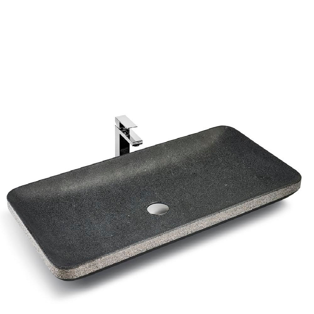 Vasque rectangulaire en pierre de granite charbon, 30" de largeur