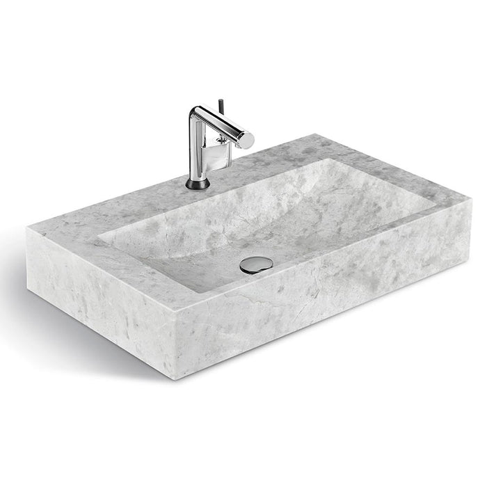 Lavabo classique en marbre naturel gris, 30" de largeur