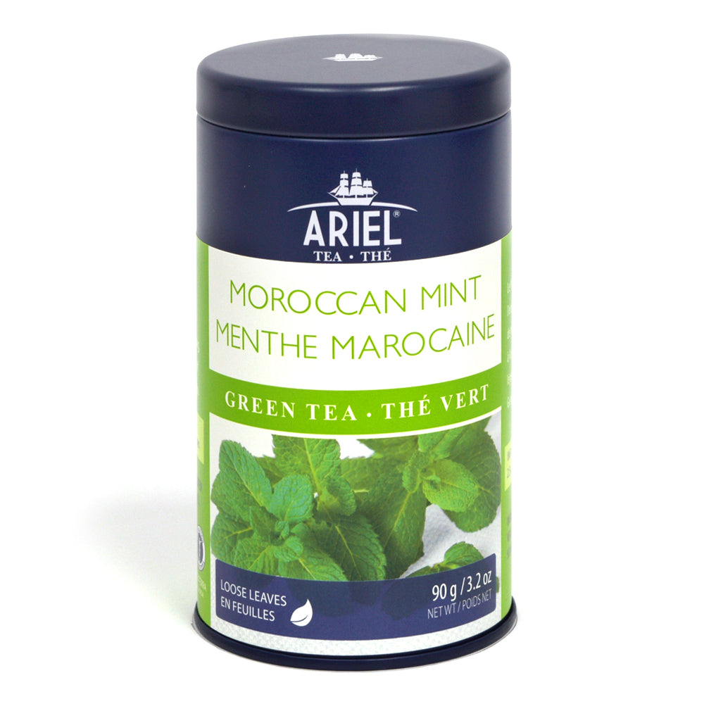 Thé vert en feuille menthe marocaine, boite de métal